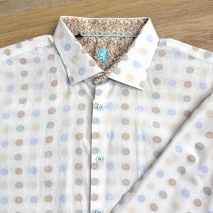 Luchiano Visconti by Patrick James (White) Polka Dot Button Down Shirt Mens XXL